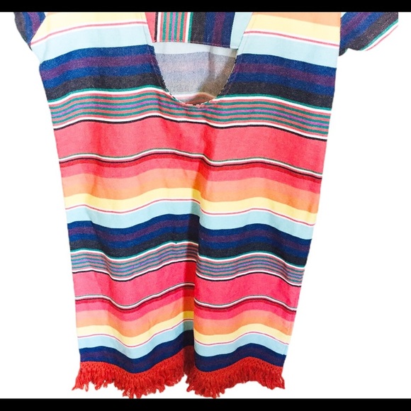 NWT UNCLE FRANK (Anthro) Weekend Stripe Cotton Dress With Fringe Trim Red Small - Picture 12 of 13